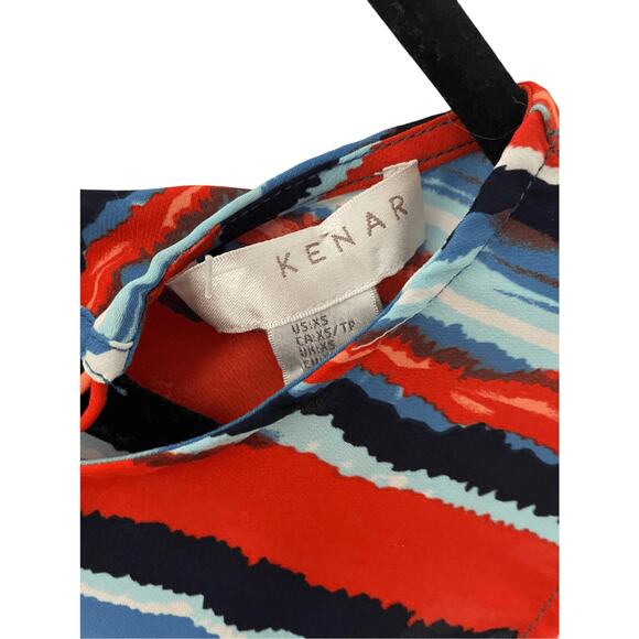 Kenar Women's Tribal Stripe Tank Keyhole Blouse Coastal Art Deco Office Career - Picture 3 of 6